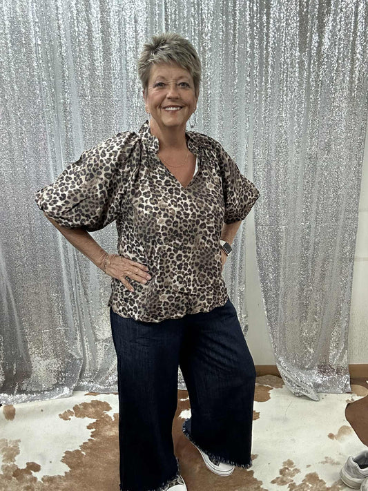 Umgee Scalloped Leopard Top