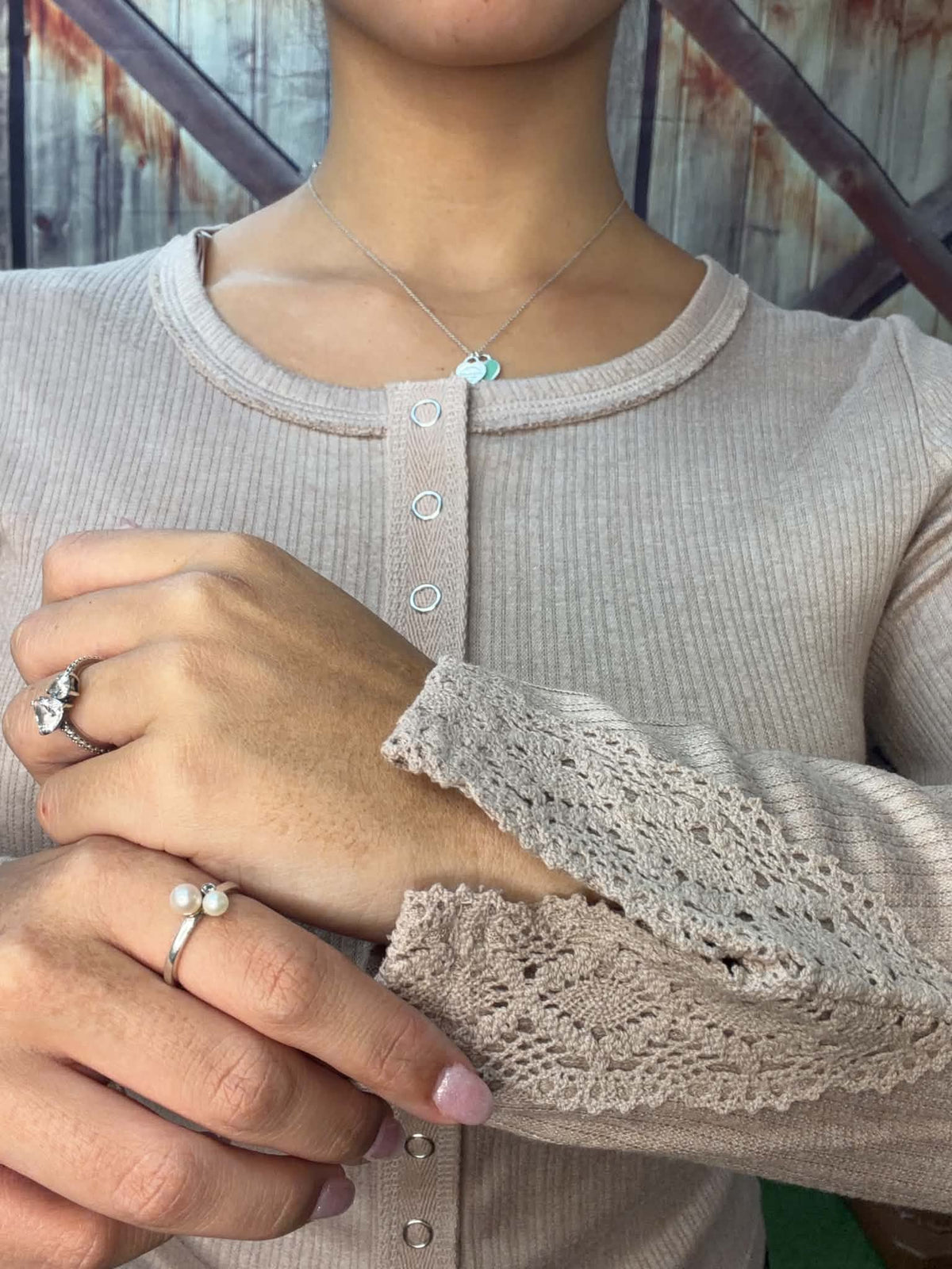 New Me Fitted Ribbed Long Sleeve with Lace