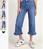 Easel twill ruffle bottom crop
