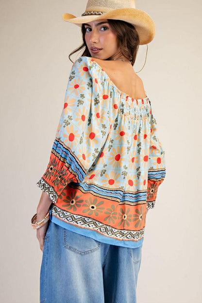 Easel border printed challis top