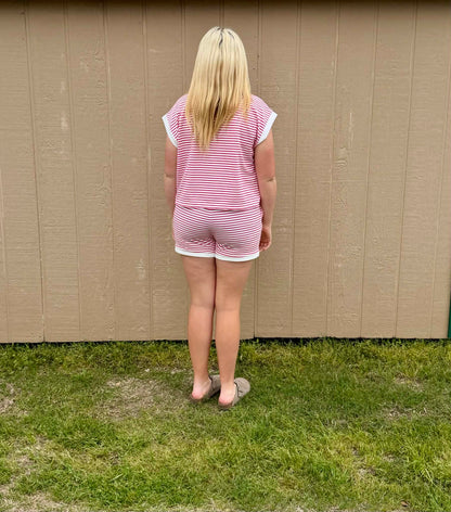 Zenana Striped shorts SET