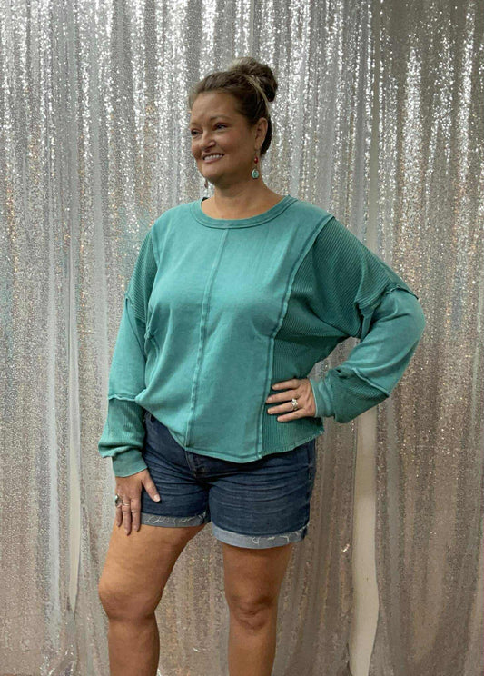 Easel teal long sleeve sweatshirt