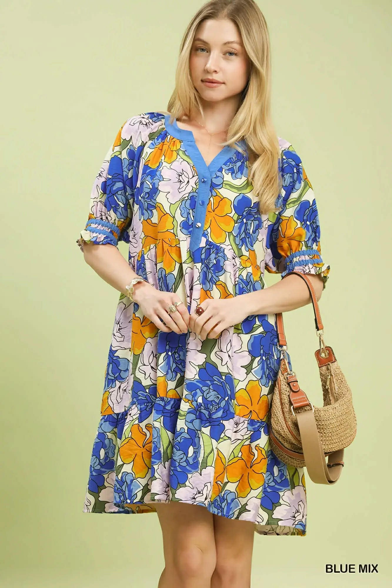 Umgee Floral Tiered Babydoll Dress