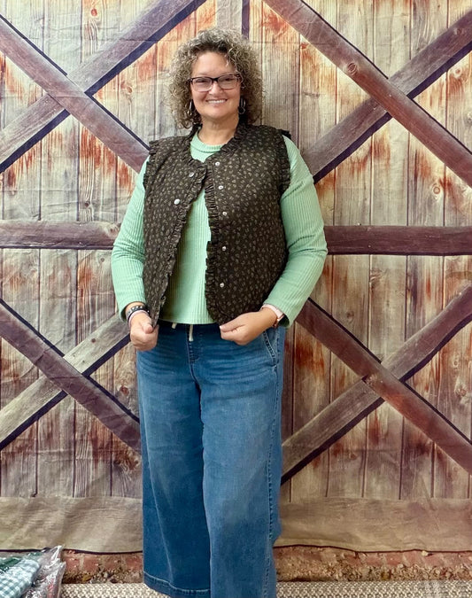 Staccato frilled quilted floral vest