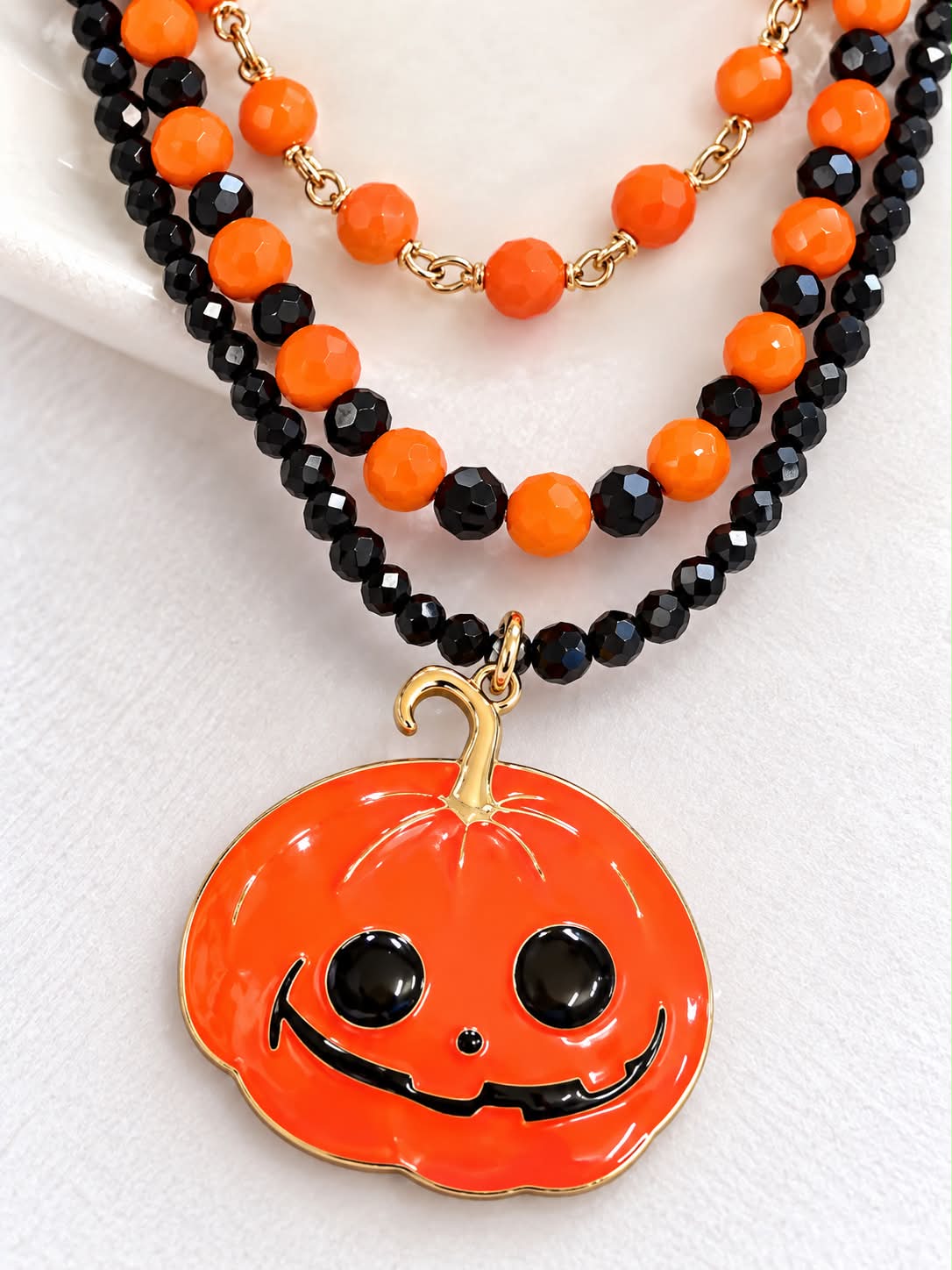 Halloween 3 strand pumpkin necklace