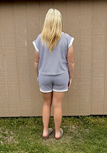 Zenana Striped shorts SET