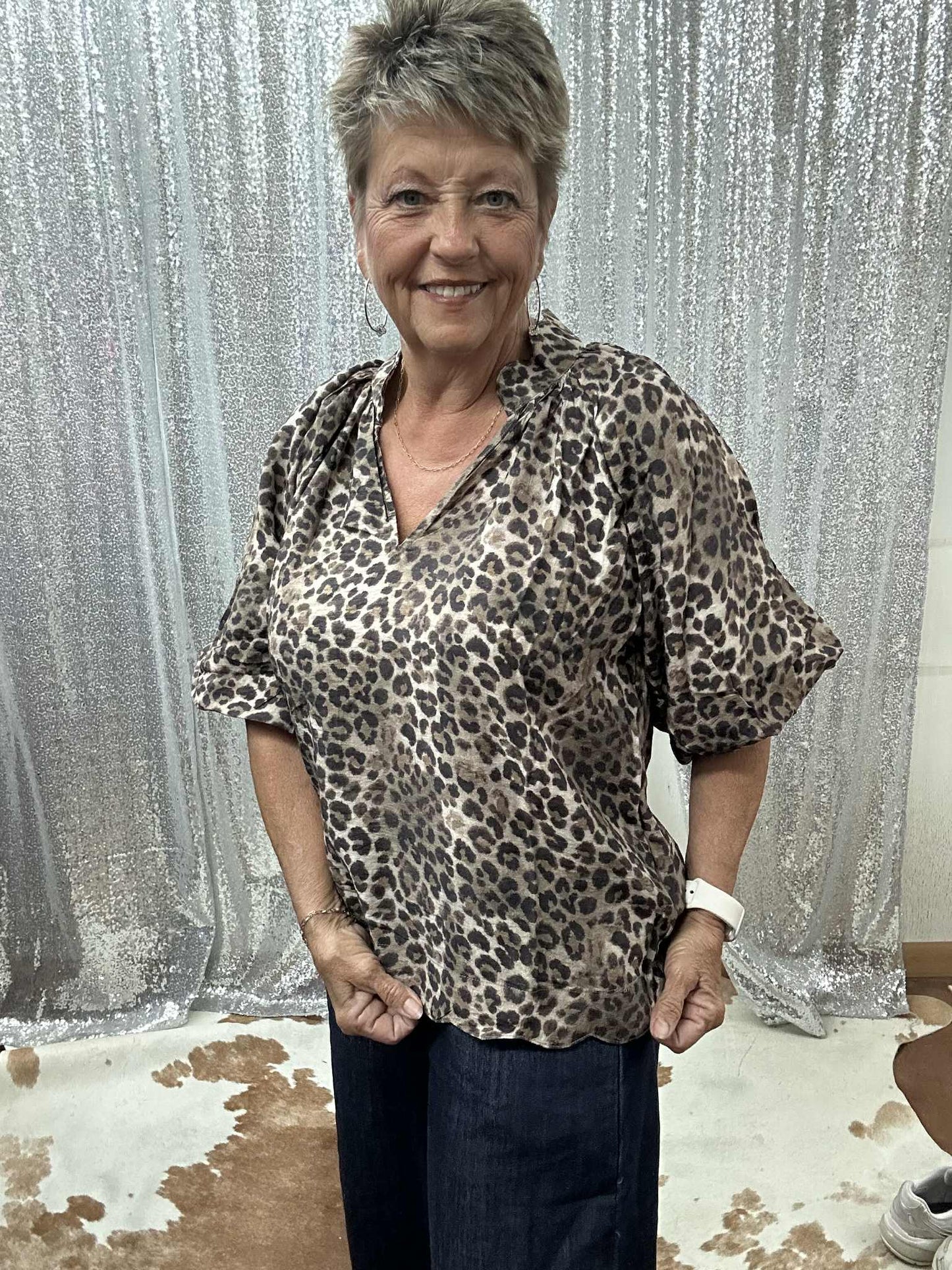 Umgee Scalloped Leopard Top