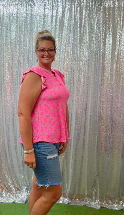 Dear Scarlett flutter sleeve PINK top