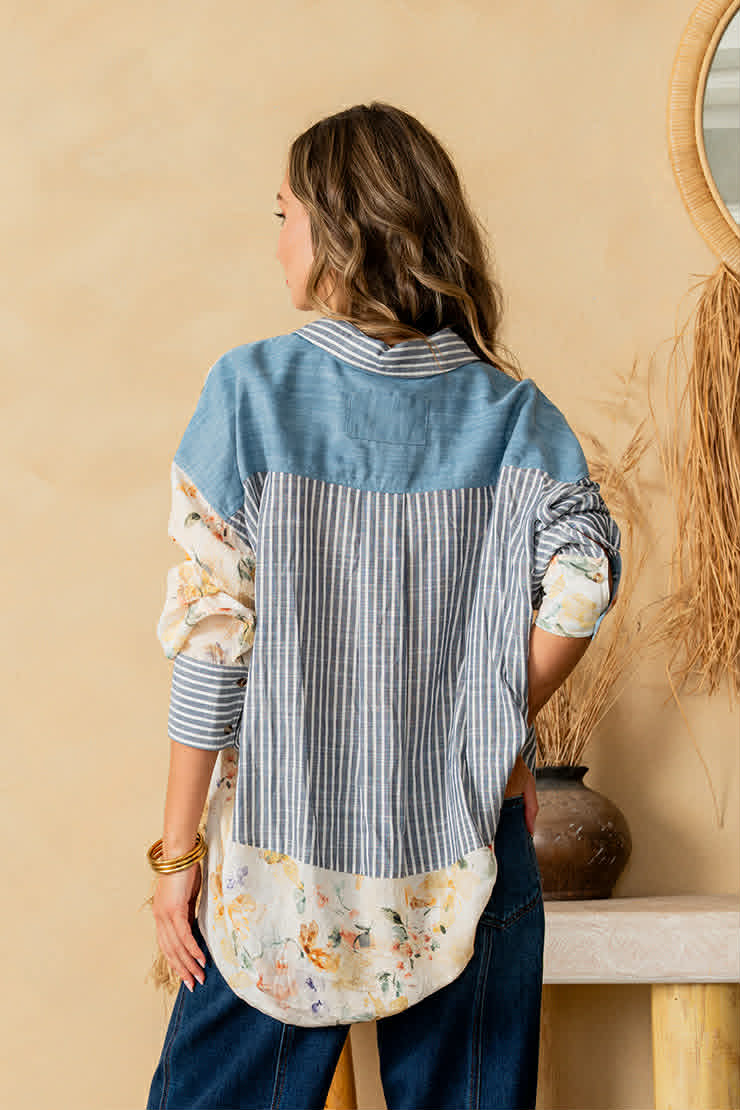 LIKELOVE BUTTON FRONT MIXED LS