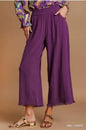 Umgee Wide Leg Crop Linen Pants