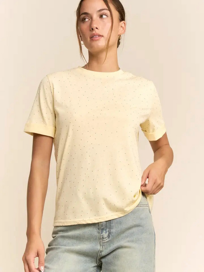 Davi & Dani Rhinestone Crew Neck Top PLUS