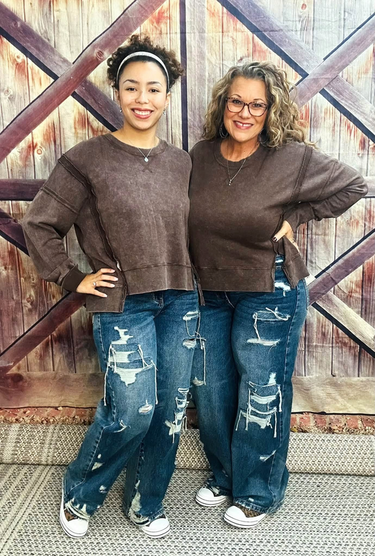 Very J Vintage Washed Sweatshirt PLUS
