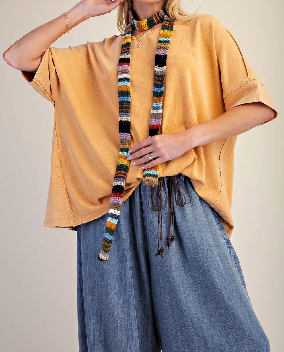 Easel Chai Latte Terry Knit Top