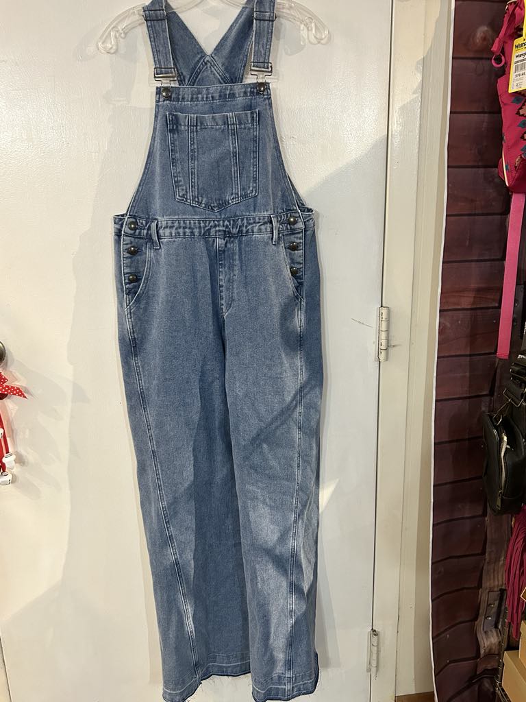 Throwback Wide Opening Denim Overalls