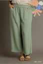 Umgee Wide Leg Crop Linen Pants