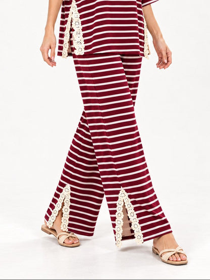 STYLIVE stripped lace trim pants